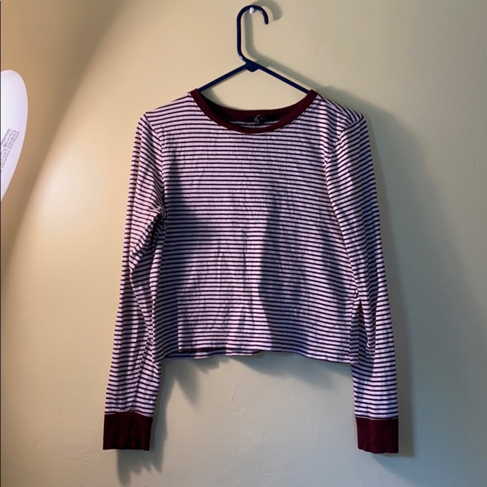 forever 21 stripped cropped long sleeve shirt
